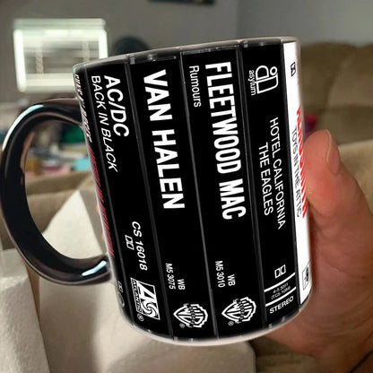 Classic Rock Band Cassette Collection Retro Accent Mug