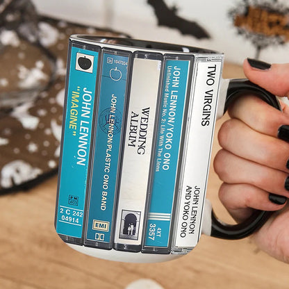 John Lennon Music Cassette Collection Retro Accent Mug