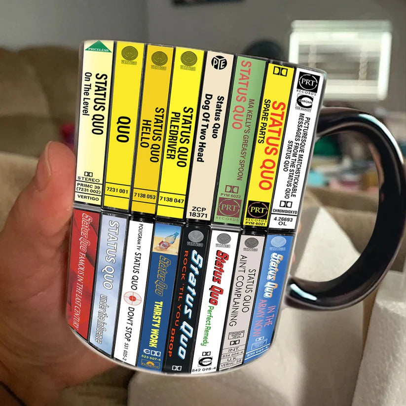 Status Quo Albums Cassette Collection Retro Accent Mug