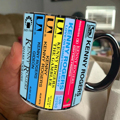 Kenny Rogers Albums Cassette Collection Retro Accent Mug