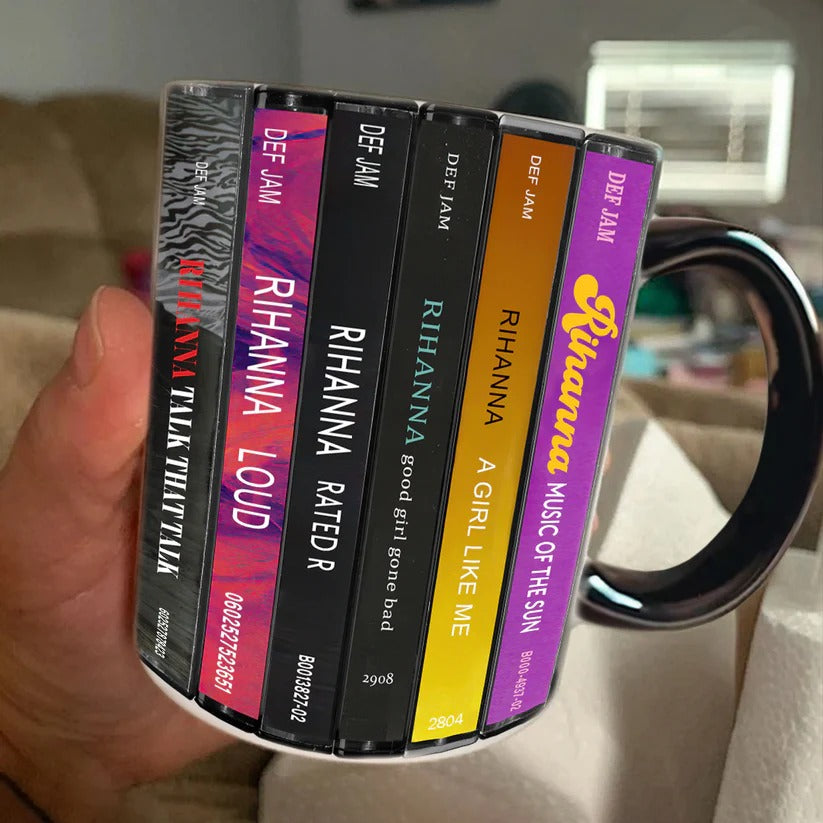 Rihanna Albums Cassette Collection Retro Accent Mug