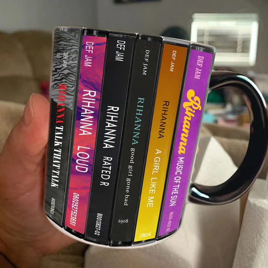 Rihanna Albums Cassette Collection Retro Accent Mug