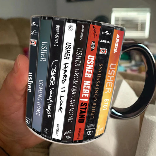 Usher Albums Cassette Collection Retro Accent Mug