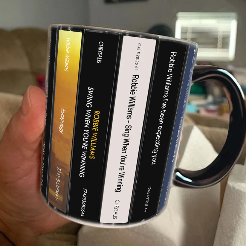 Robbie Williams Albums Cassette Collection Retro Accent Mug