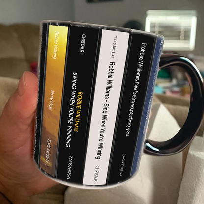 Robbie Williams Albums Cassette Collection Retro Accent Mug