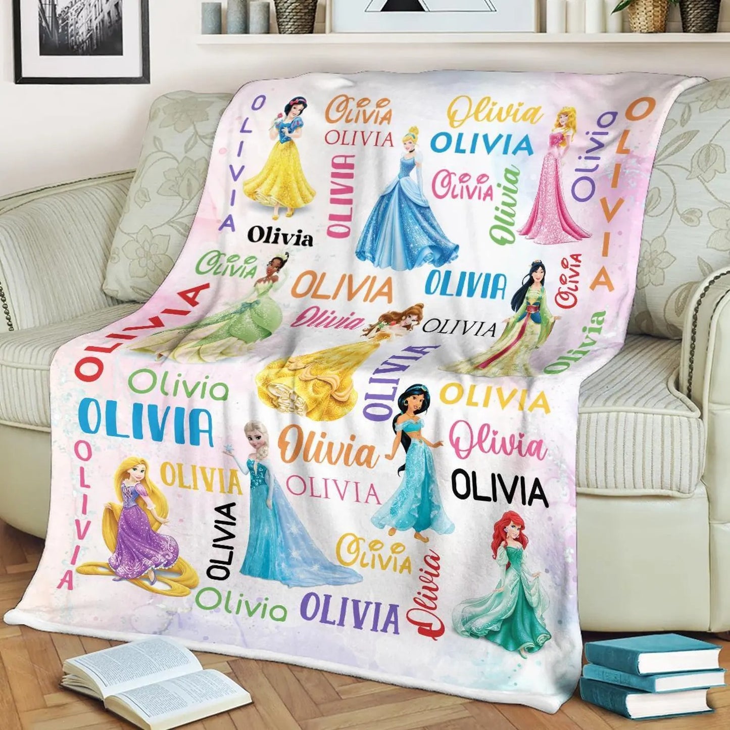Personalized Watercolor Princess Blanket