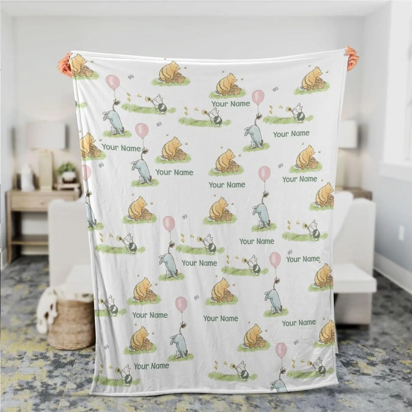 Personalized Donkey and Bear Blanket