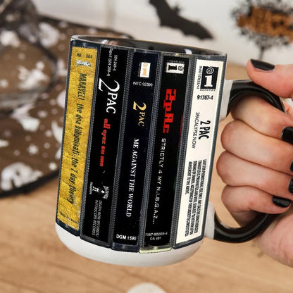 Tupac Albums Cassette Collection Retro Accent Mug