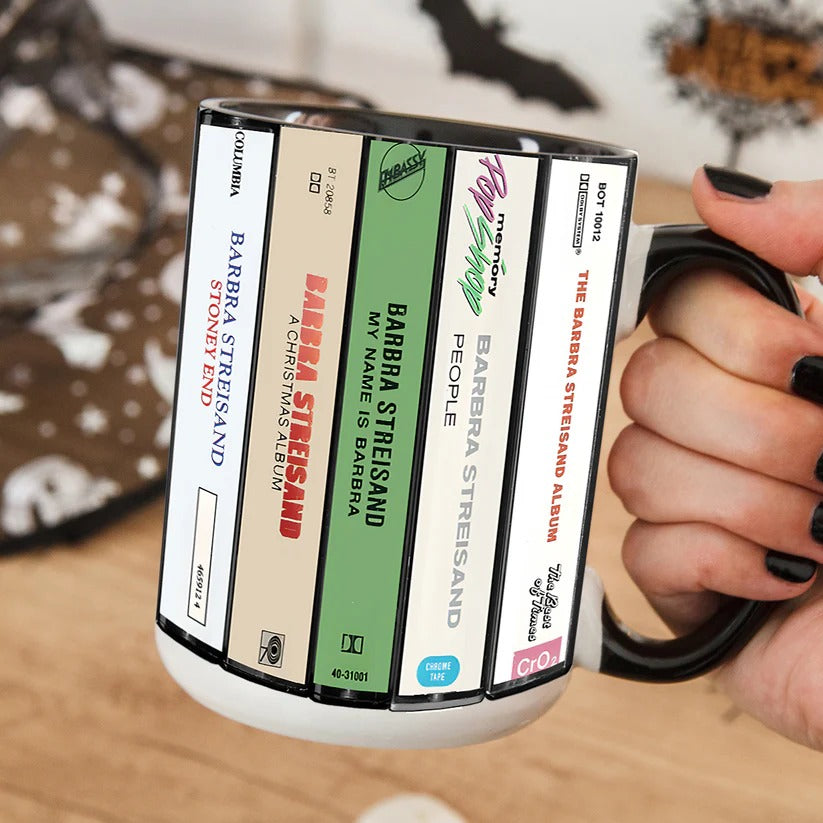 Barbra Streisand Albums Cassette Retro Collection Accent Mug