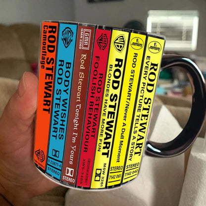 Rod Stewart Albums Cassette Collection Retro Accent Mug