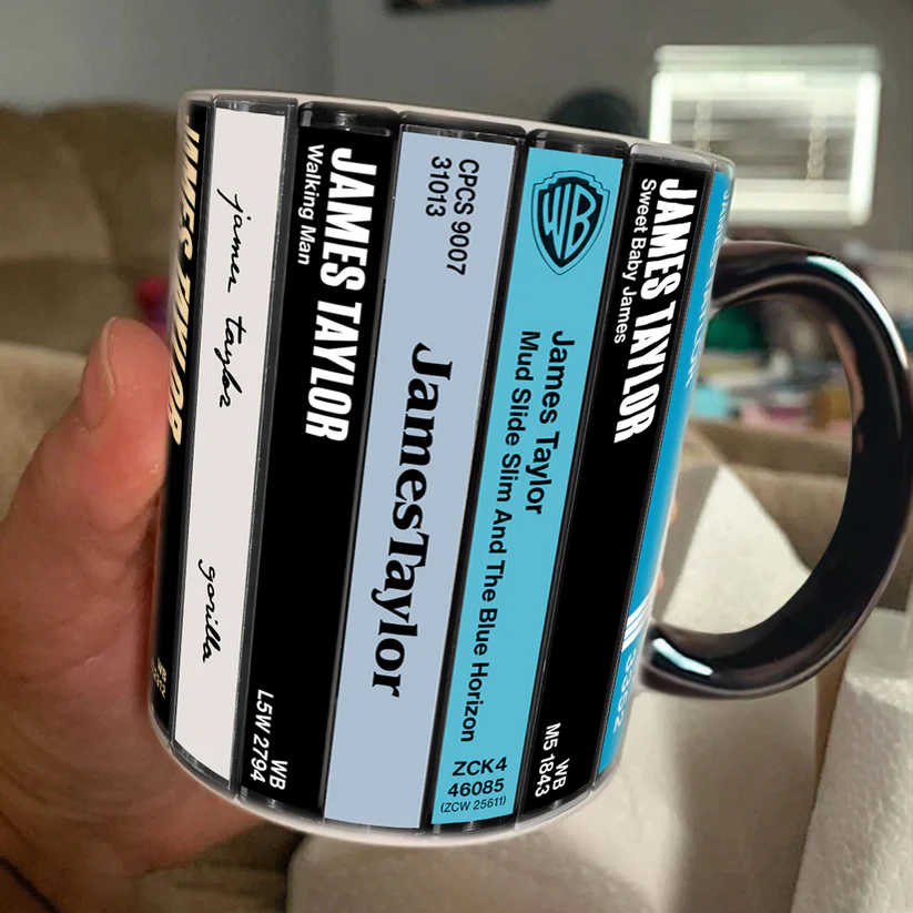 James Taylor Albums Cassette Collection Retro Accent Mug