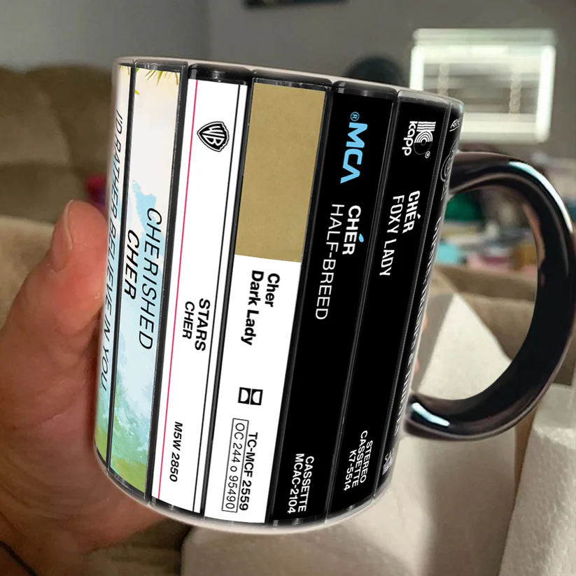 Cher Albums Cassette Collection Retro Accent Mug