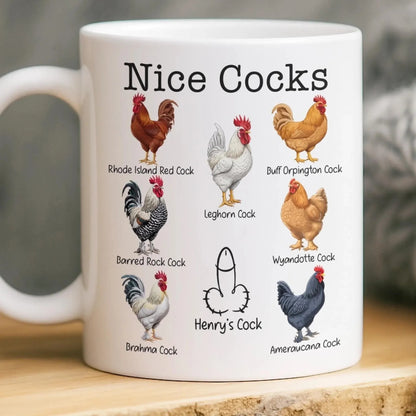 Nice Cocks Mug, Funny Couple Gift for Husband Wife, Wedding Gift for Him Her