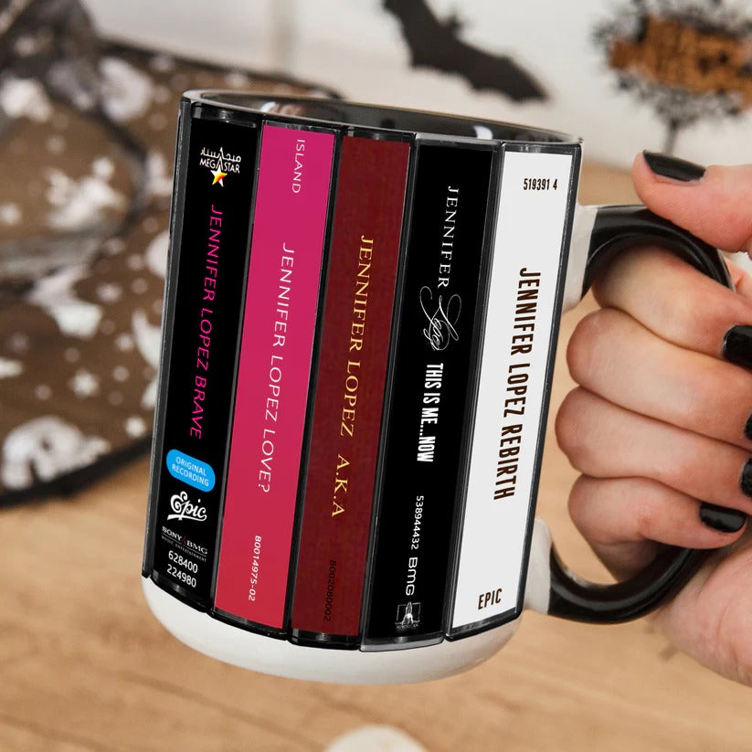 Jennifer Lopez Albums Cassette Collection Retro Accent Mug