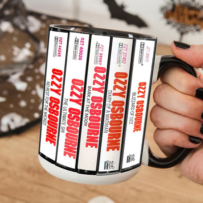 Ozzy Osbourne Albums Cassette Collection Retro Accent Mug