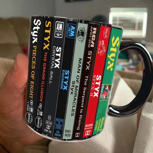 Styx & Dennis DeYoung Albums Cassette Collection Retro Accent Mug