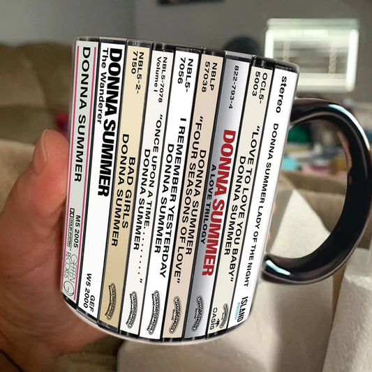 Donna Summer Albums Cassette Collection Retro Accent Mug