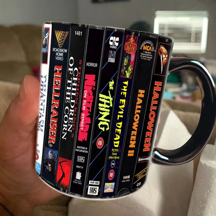 VHS Horror Movies Collection Retro Accent Mug