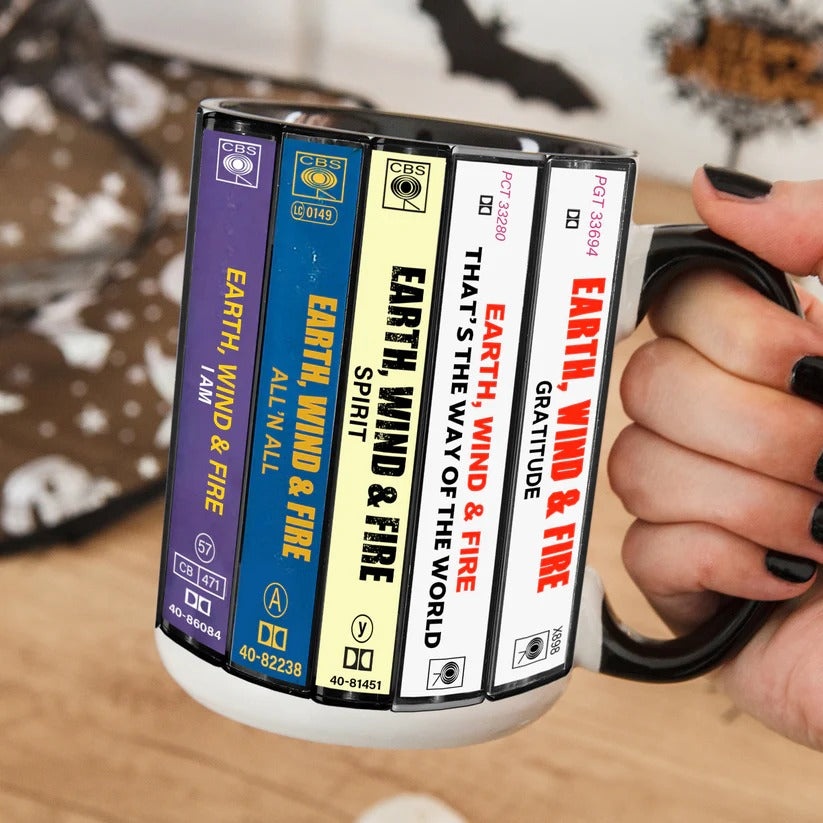 Earth, Wind and Fire Albums Cassette Collection Retro Accent Mug