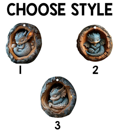 Dragon Sleeping Wood Ornament