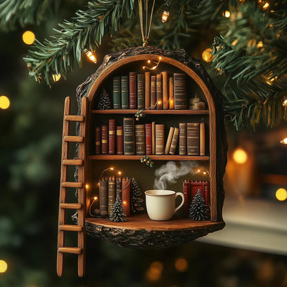 Handmade Wooden Book Nook Tree Decoration Wood Ornament