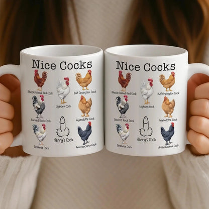 Nice Cocks Mug, Funny Couple Gift for Husband Wife, Wedding Gift for Him Her