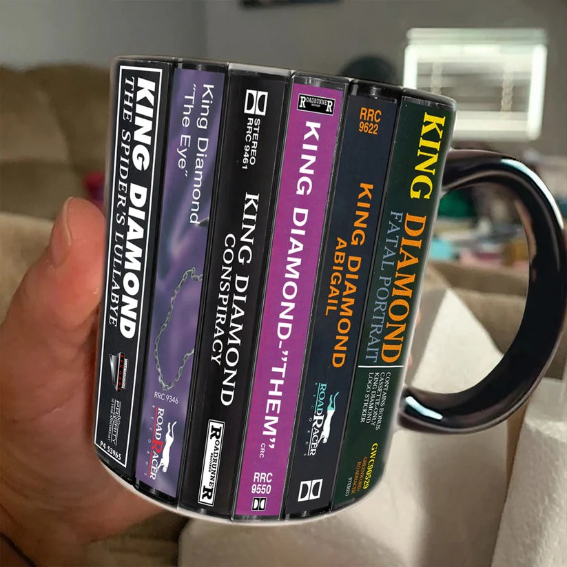 King Diamond Albums Cassette Collection Retro Accent Mug