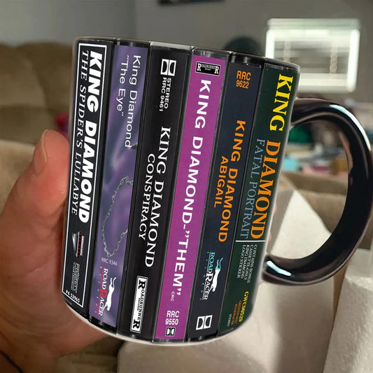 King Diamond Albums Cassette Collection Retro Accent Mug