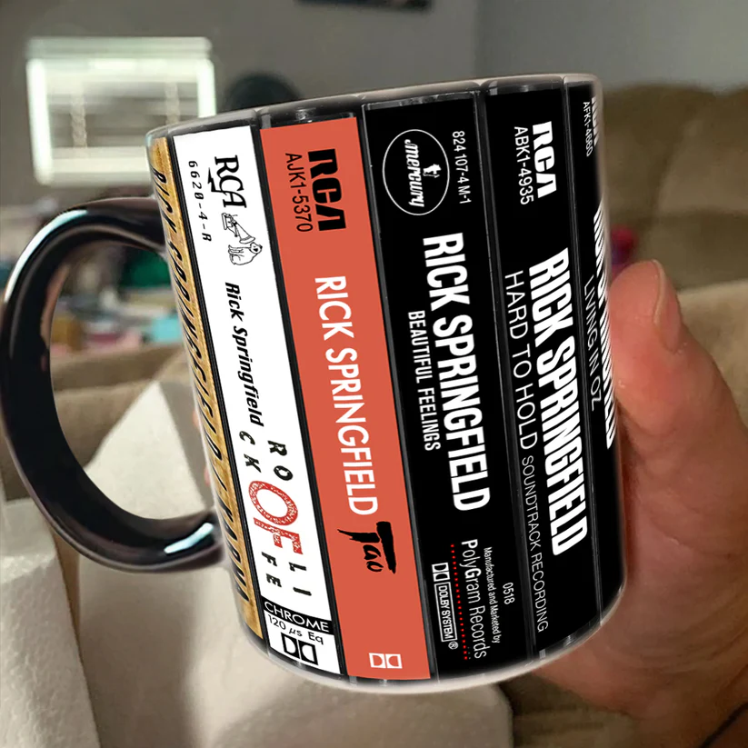 Rick Springfield Albums Cassette Collection Retro Accent Mug