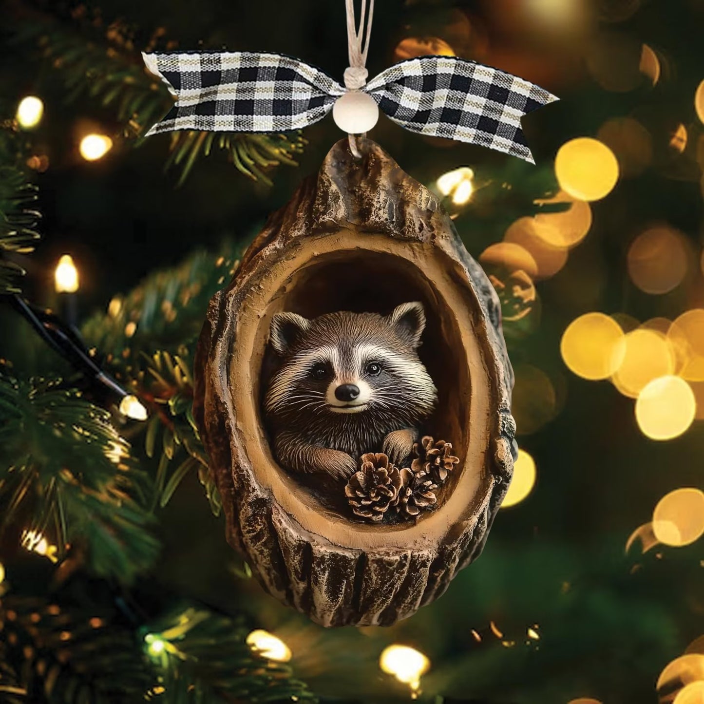 Rustic Christmas Decoration, Perfect Gift for Raccoon Lovers
