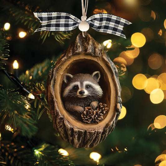 Rustic Christmas Decoration, Perfect Gift for Raccoon Lovers