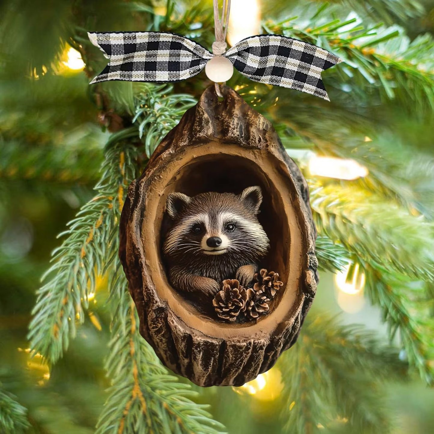 Rustic Christmas Decoration, Perfect Gift for Raccoon Lovers