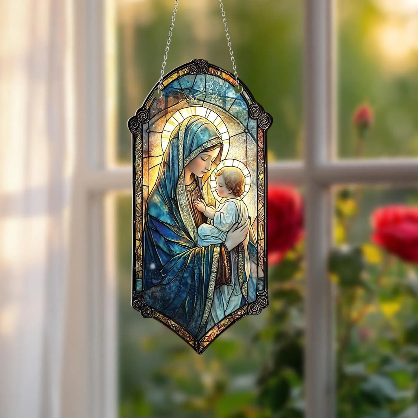 Virgin Mary and Baby Jesus Acrylic Window