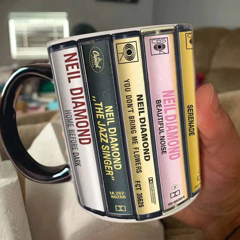 Neil Diamond Albums Cassette Retro Collection Accent Mug