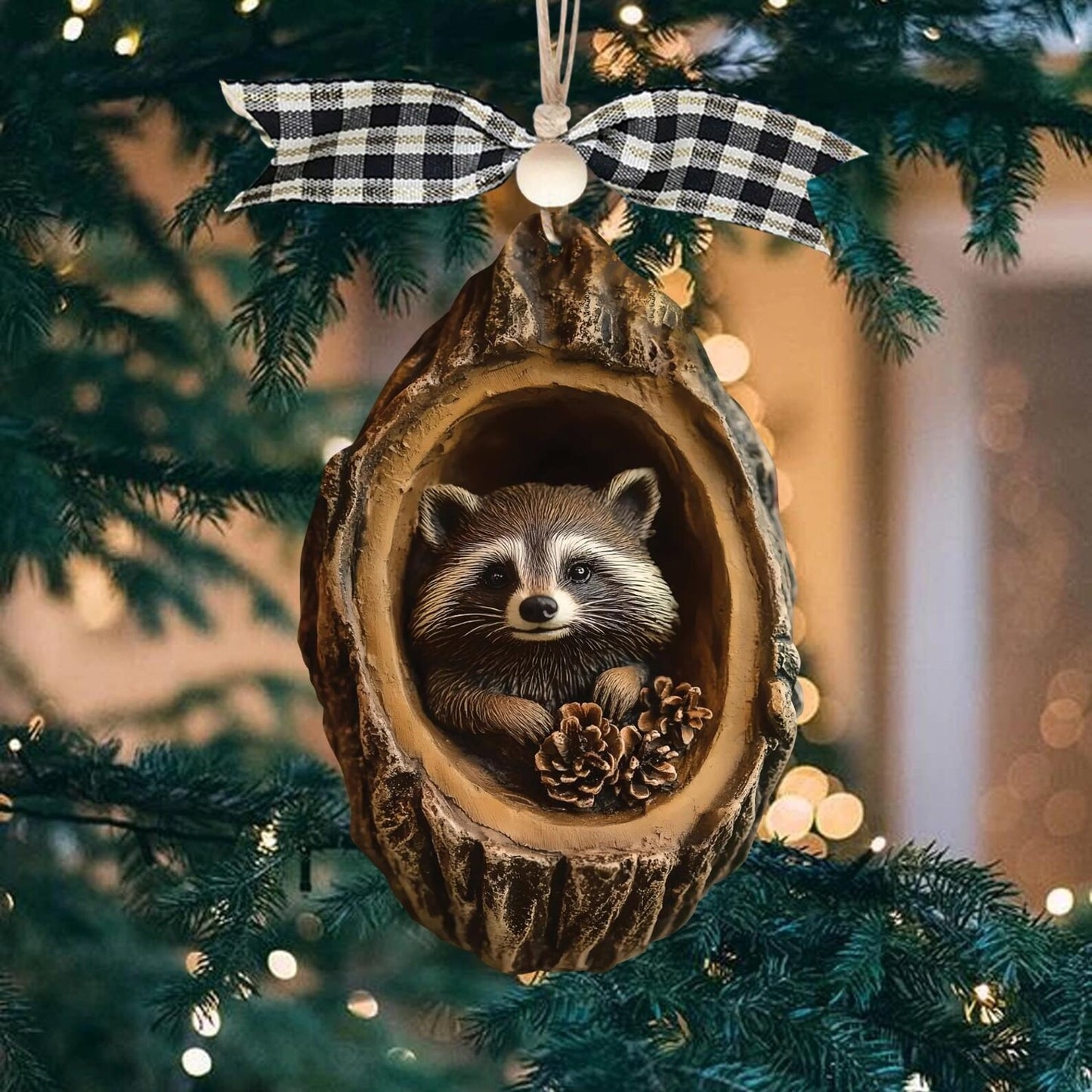 Rustic Christmas Decoration, Perfect Gift for Raccoon Lovers