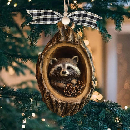 Rustic Christmas Decoration, Perfect Gift for Raccoon Lovers