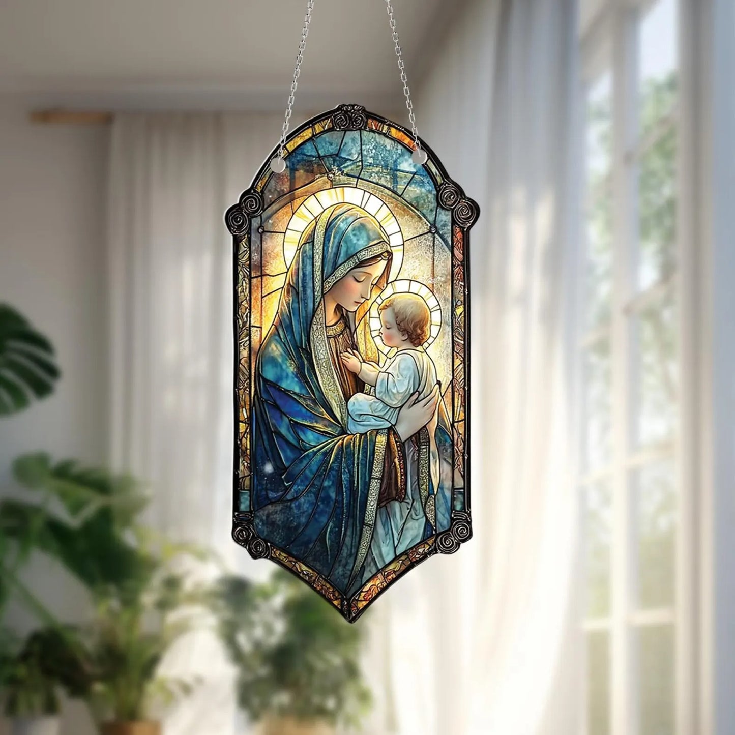 Virgin Mary and Baby Jesus Acrylic Window