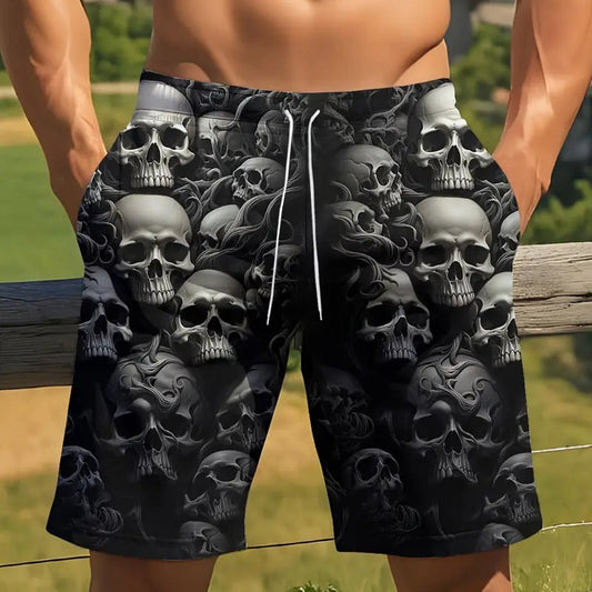 Summer New 3D Skull Print Men's - Beach Short Quick Dry