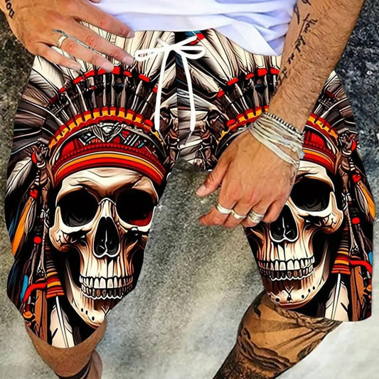 Skull Feather - Beach Short Quick Dry