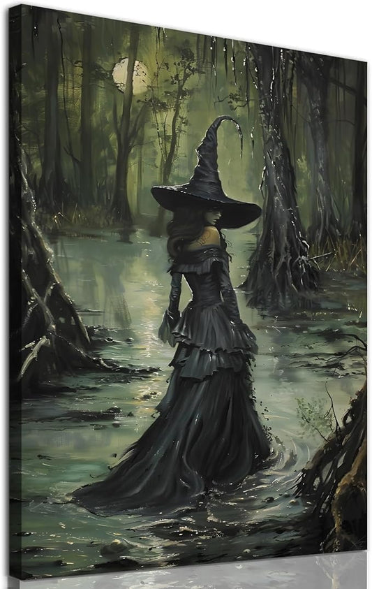Witch Canvas, Witch Halloween Poster, Wall Decor