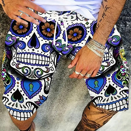 Skull Floral Beach Short Quick Dry
