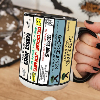 George Jones Albums Cassette Retro Collection Accent Mug