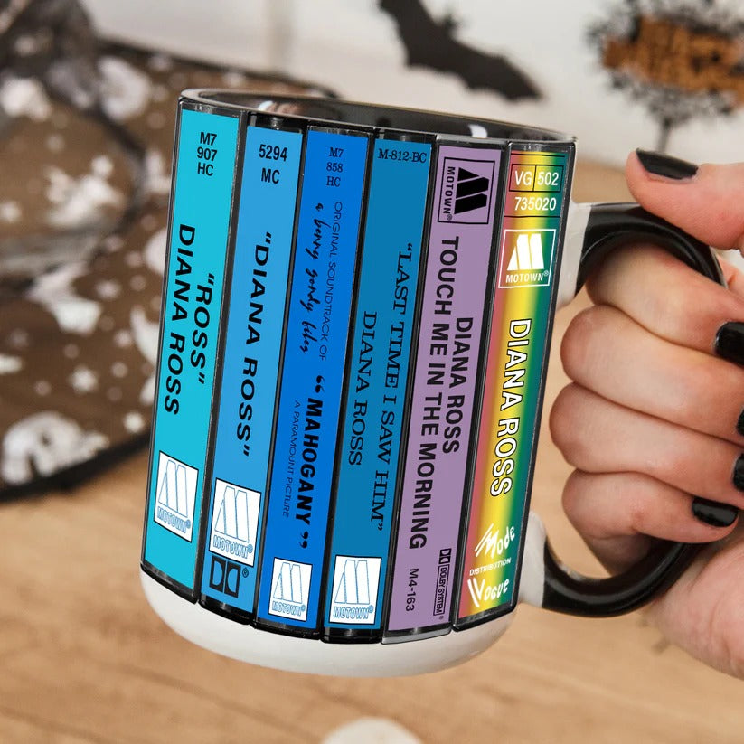 Diana Ross Albums Cassette Collection Retro Accent Mug