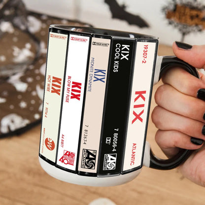 Kix Albums Cassette Collection Retro Accent Mug