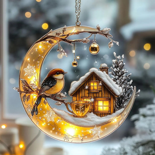 Winter Birds Acrylic Window, Acrylic Window Hanging