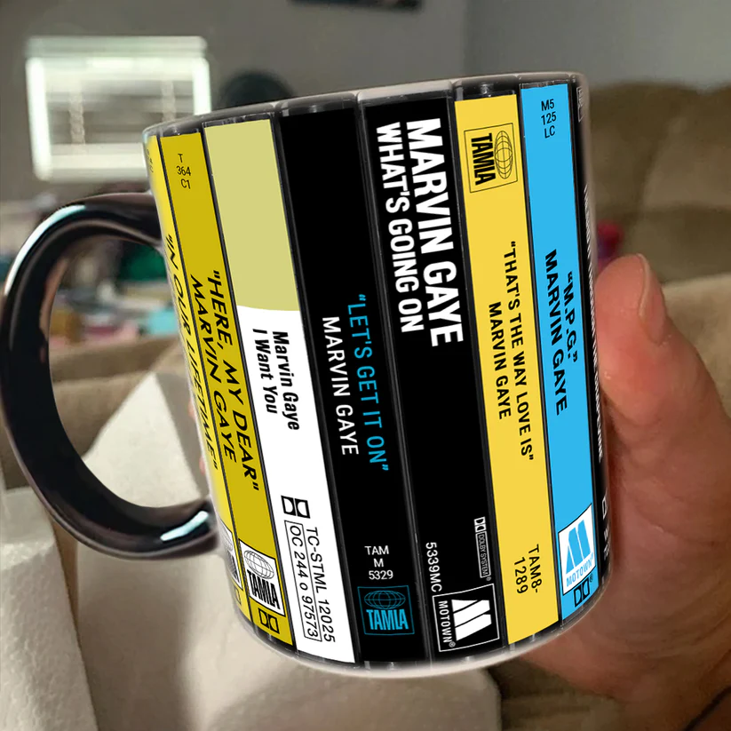 Marvin Gaye Albums Cassette Collection Retro Accent Mug