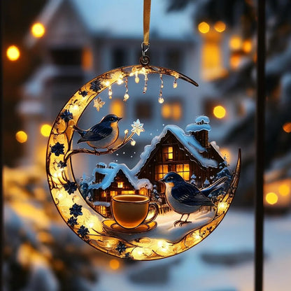 Winter Birds Acrylic Window, Acrylic Window Hanging