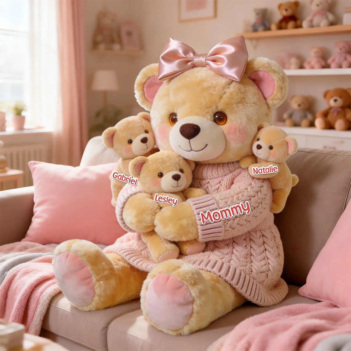 Mom Bear Custom Shape Pillow - Personalized Gifts For Mother, Gift for mom