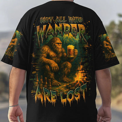NOT ALL WHO WANDER ARE LOST BIGFOOT COMPASS ALL OVER PRINT