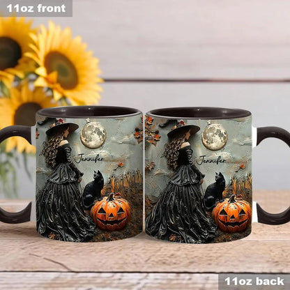 Beautiful Witch Halloween Accent Mug, Personalized Accent Mug